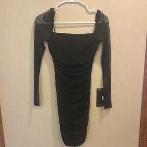 Elegant Black Ruched Dress